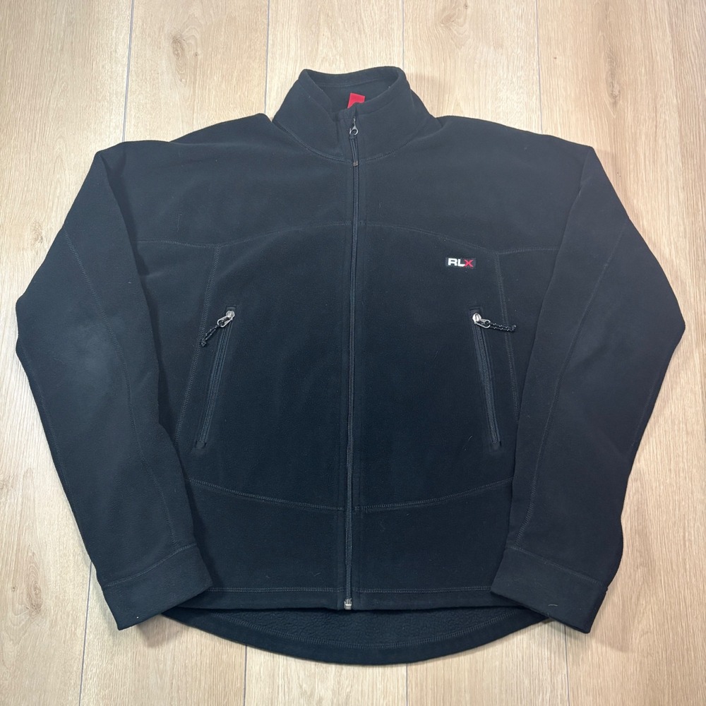 RLX Polo Sport Ralph Lauren Mens Black Full Zip Polartec Fleece Jacket Size M
